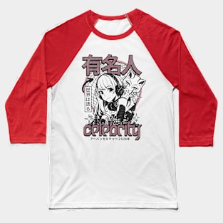 Anime Girl Grunge Print Tee Baseball T-Shirt